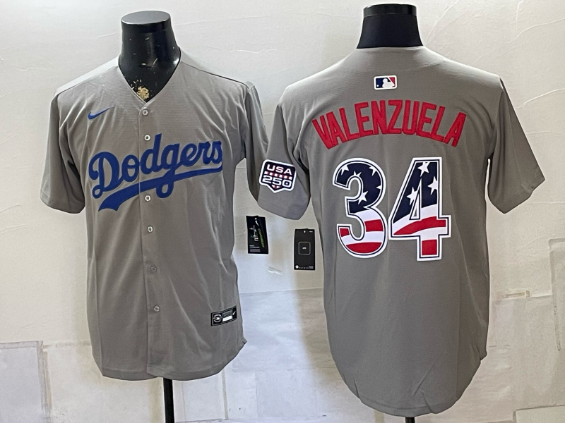 men Los Angeles Dodgers #34 Valenzuela grey Game 2026 Nike MLB Jersey 0826001